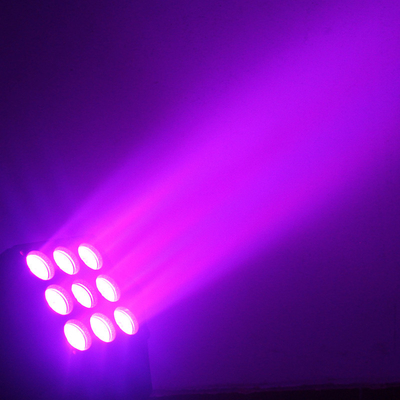 چراغ LED ماتریکس 3x3 حرفه ای 9x10W RGBW 4 in 1 Moving Head Light for Dj Disco
