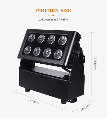 8X15W ضد آب IP65 باتری DMX LED چراغ های دیواری