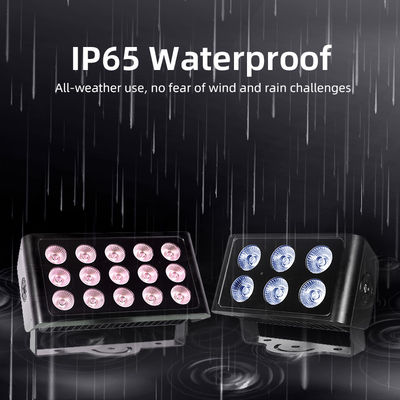 نورافکن LED 15x5 وات RGBW 4 در 1 IP65 فضای باز — ضد آب DMX512 با پرتو عریض برای نورپردازی باغ، صحنه و ساختمان