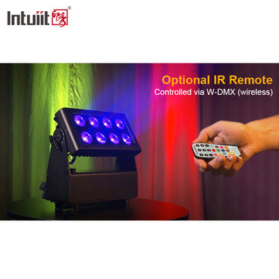 چراغ صحنه LED شارژی وایرلس با باتری، ضدآب، 8x15W RGBW، برای رویدادها، با قابلیت DMX و نورپردازی بالا