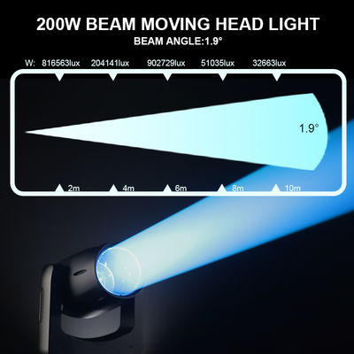 چراغ سر متحرک پرتو LED DMX 200W ضد آب در فضای باز IP66 با جلوه الگو برای نمایش صحنه DJ دیسکو