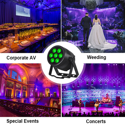 چراغ های LED Par 6 در 1 Stage Uplights 7x20W RGBWA-UV DMX512 کنترل چراغ های DJ در فضای باز برای رویدادهای عروسی، مهمانی، کلاب و دیسکو