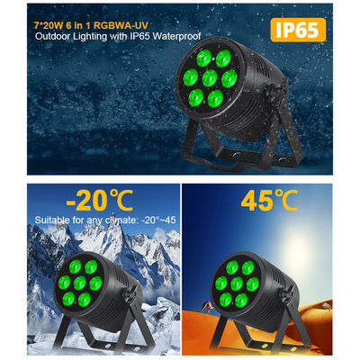 7x20W RGBWA + UV 6-in-1 IP65 LED PAR در فضای باز نور DMX512 آبپاش ضد آب برای صحنه، عروسی و رویدادها