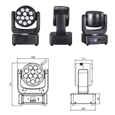 تجهیزات نورپردازی صحنه نمایش رویداد DMX Beam RGBW 12x8w LED Wash حرکت چراغ سر