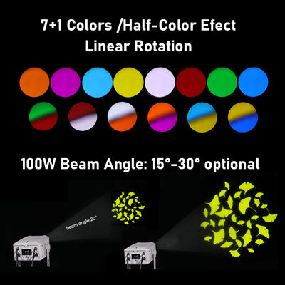 100W Logo Gobo Projector Light   IP65 Outdoor DMX512 پروژکتور الگوی سفارشی برای تبلیغات، ساختمان و رویدادها