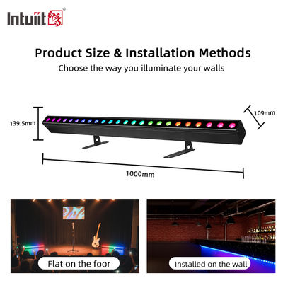 24x2W RGBW 4-in-1 LED خطی دیوار شستشوی نوار DMX512 صدا فعال مرحله شستشوی نور برای ساختمان و رویدادها