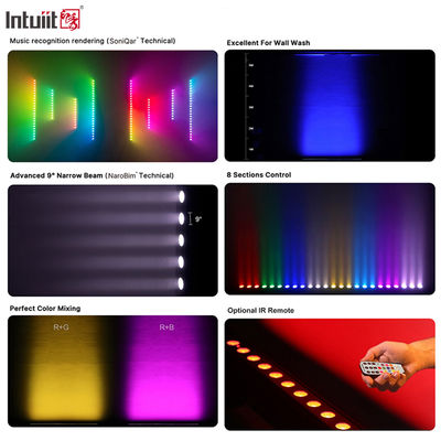 24x2W RGBW 4-in-1 LED خطی دیوار شستشوی نوار DMX512 صدا فعال مرحله شستشوی نور برای ساختمان و رویدادها