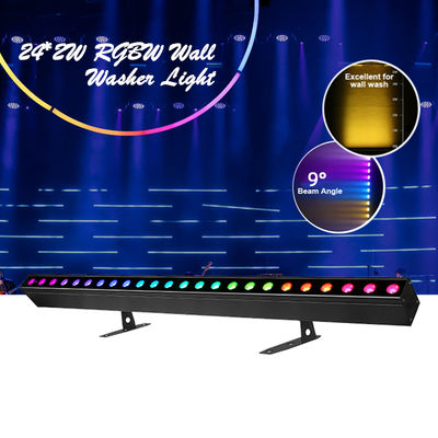 شستشوی نور IP20 DMX512 راه حل هوشمند موسیقی پیشرفته 24*2W RGBW LED چراغ های خطی میله ای واشر دیواری