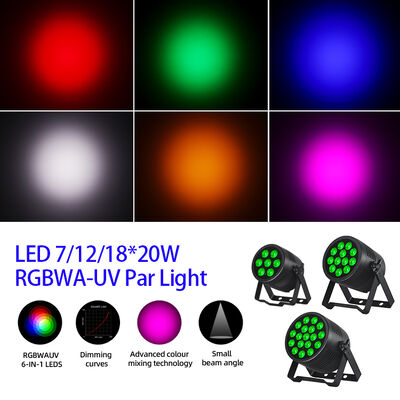 LED 7/12/18X20W Rgbwa Uv 6In1 ضد آب DMX 512 LED Par Light برای پروژه های بیرونی