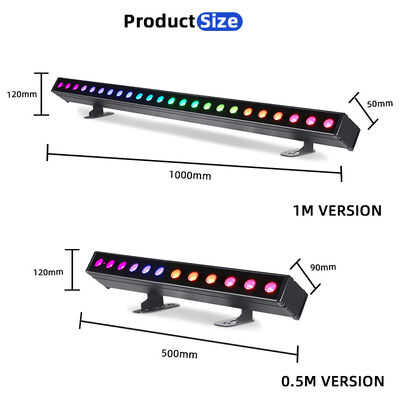Waterproof LED Wash Light Bar 12/24x2W RGBW 4-in-1 IP65 Aluminum  DMX512