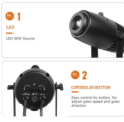 پروژکتور لوگوی سفارشی ضد آب فضای باز، پروژکتور گوبو 60 وات، نور تبلیغاتی LED برای برندسازی کسب و کار