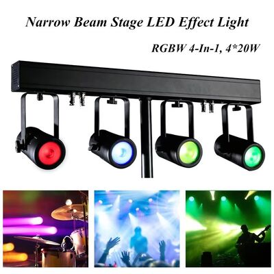 4x20W RGBW 4-in-1 LED PAR Uplighting Kit 4.5° Narrow Beam DMX512 سیستم شستشوی صحنه برای عروسی ها، دی جی ها و رویدادها