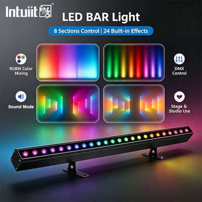 24x2W RGBW 4-in-1 LED خطی دیوار شستشوی نوار DMX512 صدا فعال مرحله شستشوی نور برای ساختمان و رویدادها