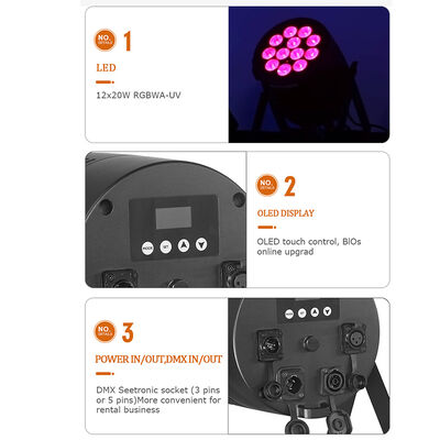 12*20W RGBWA + UV 6in1 LED Par Light IP65 در فضای باز ضد آب DMX512 روشنایی صحنه برای جشن عروسی دی جی