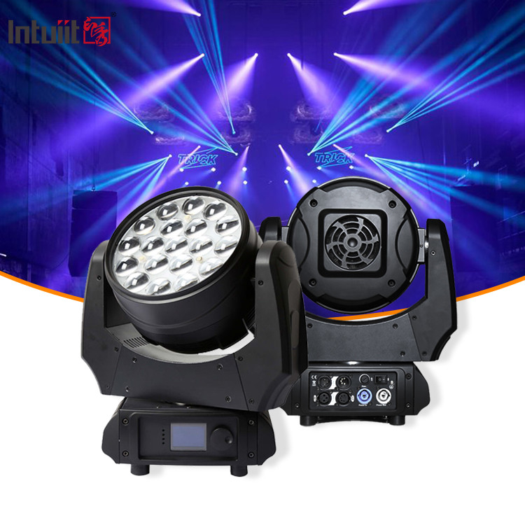 چراغ های حرکت پذیر 19x15W Zoom DJ Light RGBW LED Beam Wash Lighting اثر نور صحنه برای فعالیت های دیوانه کننده رویدادهای دیسکو نشان می دهد KTV
