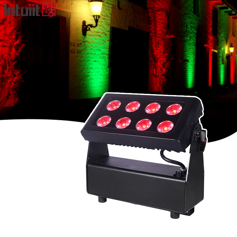 8X15W چراغ رنگی شهر RGBW 4in1 IP54 ضد آب چراغ لباسشویی دیواری برای DJ بار در فضای باز صحنه کنسرت باتری