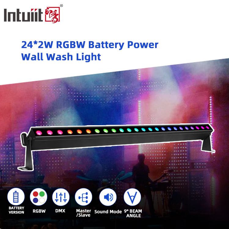 چراغ وال واشر LED بار هوشمند کنترل صدا با باتری 4 در 1 RGBW 24x2W IP20