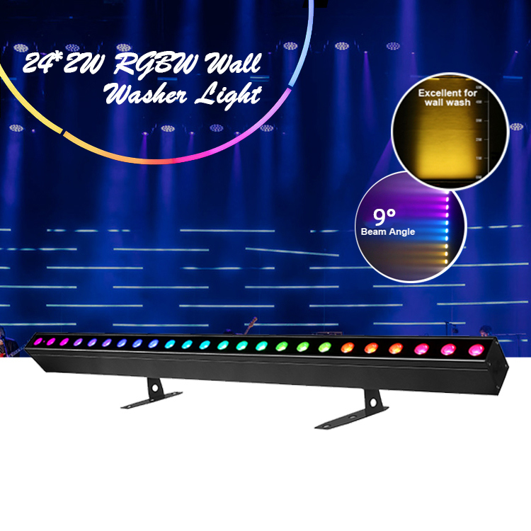 شستشوی نور IP20 DMX512 راه حل هوشمند موسیقی پیشرفته 24*2W RGBW LED چراغ های خطی میله ای واشر دیواری