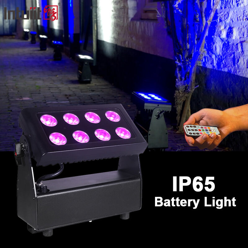 IP65 در فضای باز ضد آب 8x15W RGBW 4 در 1 باتری بدون سیم DMX LED Flood Light روشنایی مرحله شستشو