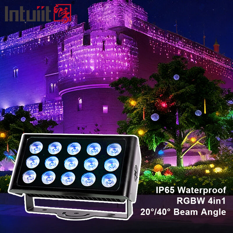 IP65 حرفه ای ضد آب چراغ فلج LED 15x5W RGBW 4 در 1 در فضای باز چشم انداز نقطه نور آلومینیوم معماری چراغ شستشو