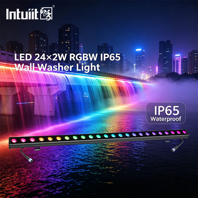 بار شوینده دیواری LED در فضای باز 24x2W RGBW 4in1 IP65 ضد آب DMX512 شستشوی خطی برای ساختمانی نمای منظره پل روشنایی صحنه