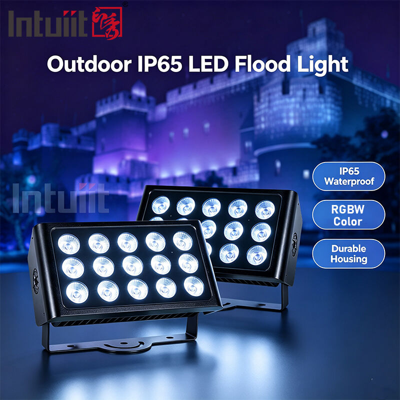 نورافکن LED 15x5 وات RGBW 4 در 1 IP65 فضای باز — ضد آب DMX512 با پرتو عریض برای نورپردازی باغ، صحنه و ساختمان