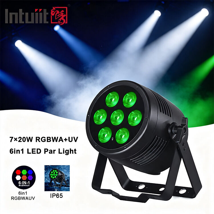 7x20W RGBWA + UV 6-in-1 IP65 LED PAR در فضای باز نور DMX512 آبپاش ضد آب برای صحنه، عروسی و رویدادها