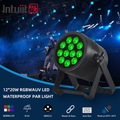 IP65 LED Par Light ضد آب IP65 درجه بندی شده در فضای باز 12x20W RGBWA-UV 6in1 چراغ مرحله DMX512