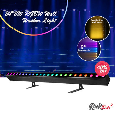 شستشوی نور IP20 DMX512 راه حل هوشمند موسیقی پیشرفته 24*2W RGBW LED چراغ های خطی میله ای واشر دیواری
