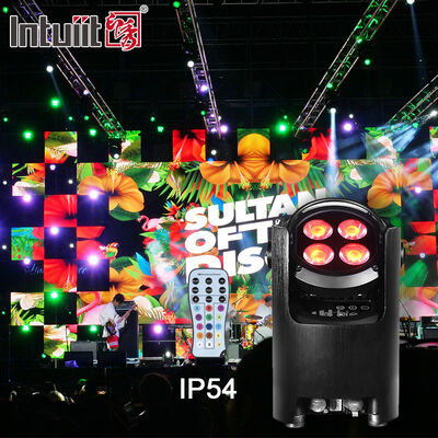 حرفه ای IP54 بی سیم DMX باتری LED Par Light 4 * 12W RGBW 4-in-1 - کنترل از راه دور عروسی
