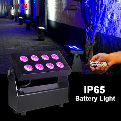 IP65 در فضای باز ضد آب 8x15W RGBW 4 در 1 باتری بدون سیم DMX LED Flood Light روشنایی مرحله شستشو