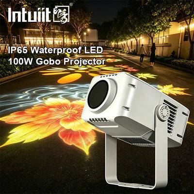 100W Logo Gobo Projector Light   IP65 Outdoor DMX512 پروژکتور الگوی سفارشی برای تبلیغات، ساختمان و رویدادها