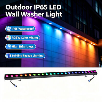 چراغ خطی LED RGBW 4 در 1 ضد آب IP65 فضای باز 2x24 وات - نور شستشوی ضد آب DMX512 برای ساختمان، پل و منظره