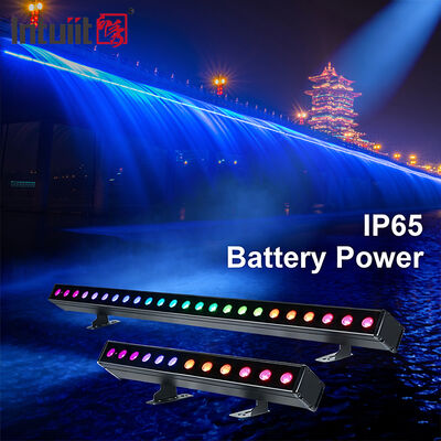بار شستشوی LED 2x12W/24W RGBW 4-in-1 IP65 با باتری — نور شستشوی بی‌سیم DMX512 بدون سیم برای صحنه، ساختمان و رویدادها