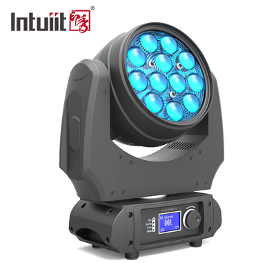 حرفه ای داخلی LED زوم شستشو حرکت سر 12x10w Rgbw 4in1 LED حرکت شستشو صحنه DJ بار چراغ